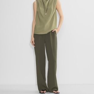 Aritzia Wilfred The Limitless Pant Crepette Dark Olive Size 4 Regular Length
